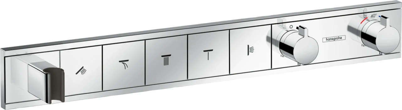 Hansgrohe RainSelect Thermostat Unterputzset mit 5 Verbrauchern und integriertem Brausehalter in Chrom