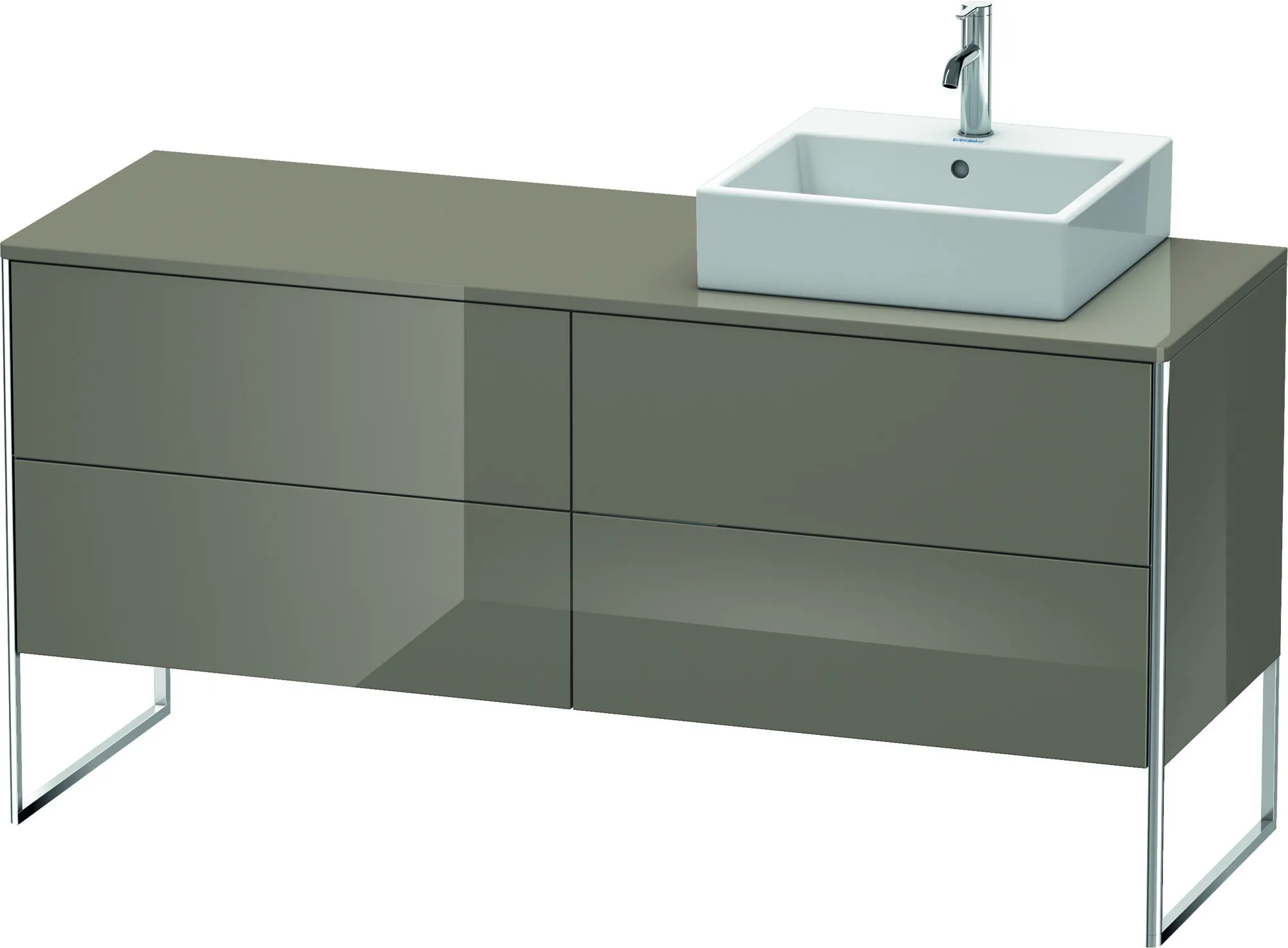 Duravit Waschtischunterschrank bodenstehend „XSquare“ 160 × 77,8 × 54,8 cm Flannel Grey Hochglanz Duravit Waschtischunterschrank bodenstehend „XSquare“ 160 × 77,8 × 54,8 cm Flannel Grey Hochglanz