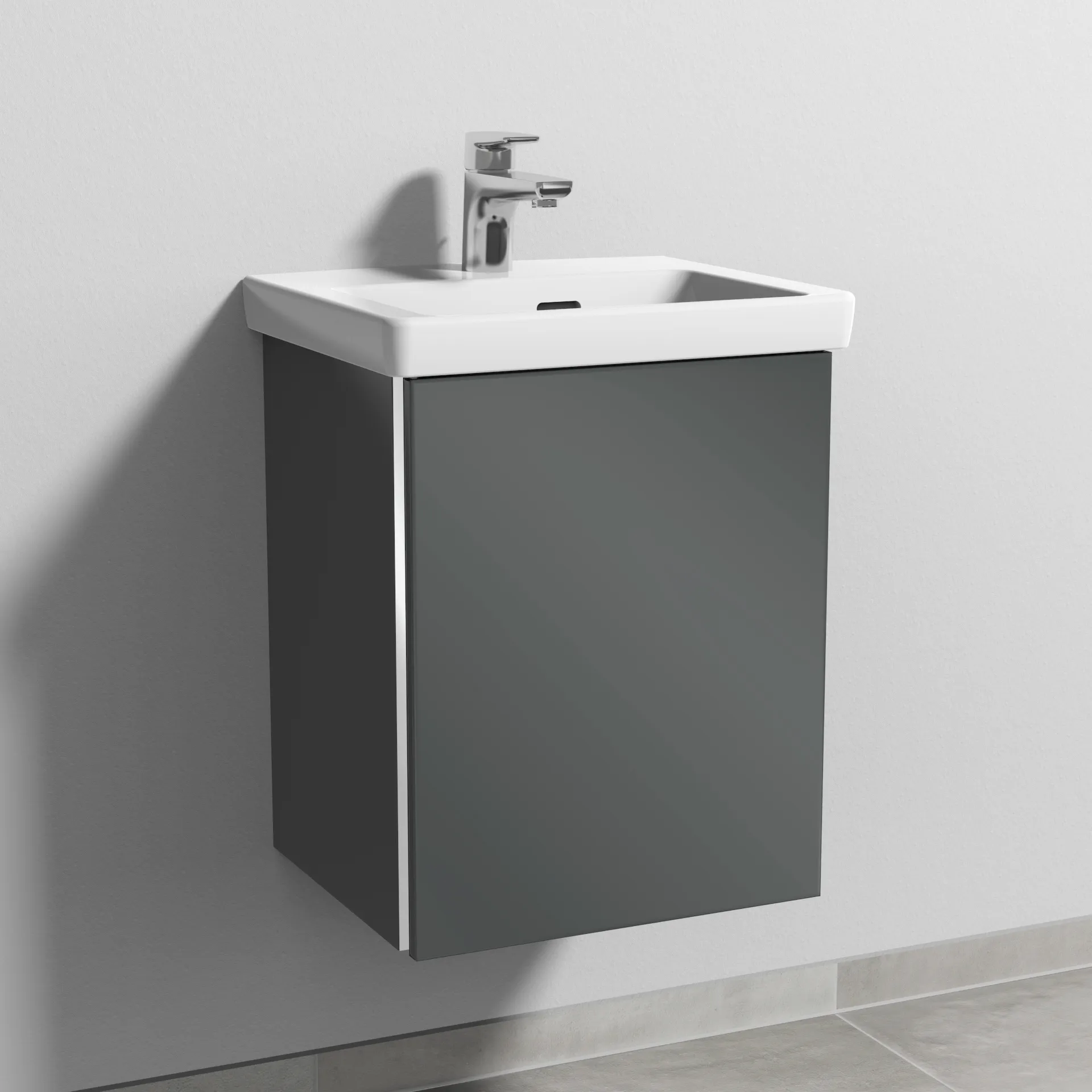 Sanipa Waschtischunterschrank „3way“ 407 × 517 × 361 mm in Anthrazit (glanz), Anschlag rechts