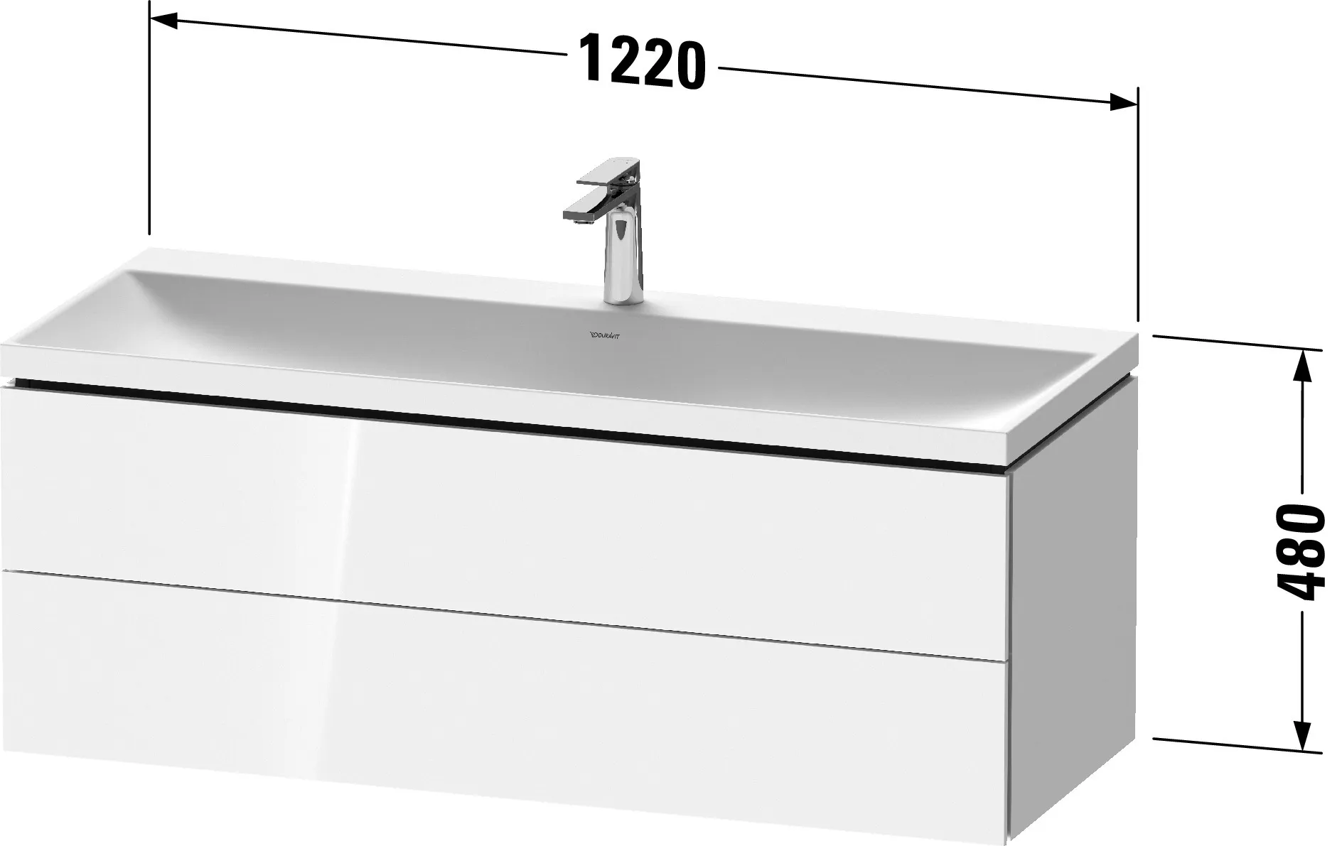 Duravit Möbelset c-shaped Set wandhängend wandhängend „L-Cube“ 120 × 48 × 48 cm Eiche Dunkel gebürstet