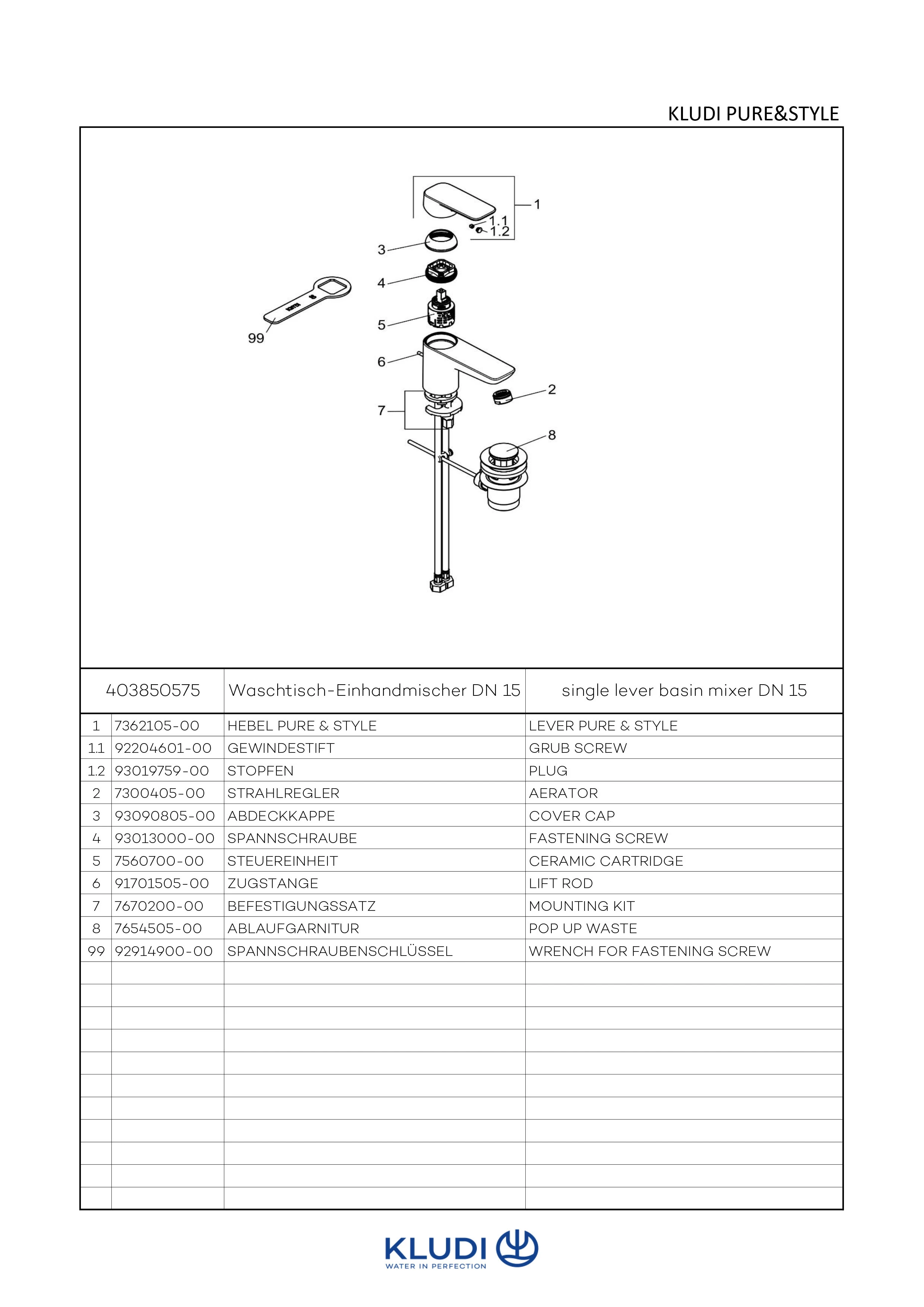 PURE & STYLE WaschtischEHM 60 mit Metallablaufg. chrom PURE & STYLE WaschtischEHM 60 mit Metallablaufg. chrom