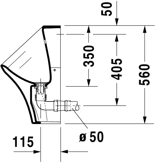 Urinal DuraStyle, Zulauf von hinten rimless, ohne Fliege, weiß, HYG Urinal DuraStyle, Zulauf von hinten rimless, ohne Fliege, weiß, HYG