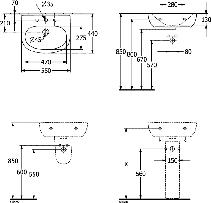 Villeroy & Boch O.novo Ablaufhaube Pergamon CeramicPlus 225x320x290mm
