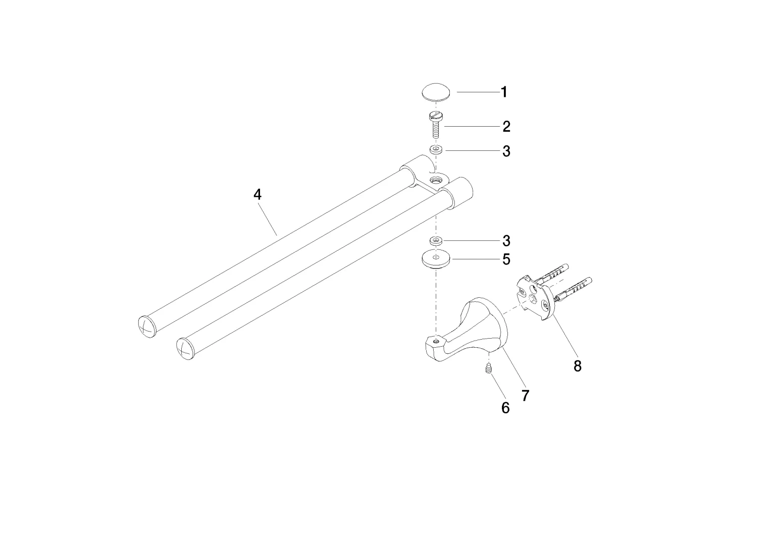 Dornbracht MADISON Handtuchhalter, 2-teilig schwenkbar, Platin gebürstet, Breite 85 mm, Höhe 70 mm, Rosette Ø 60 mm, Ausladung 485 mm