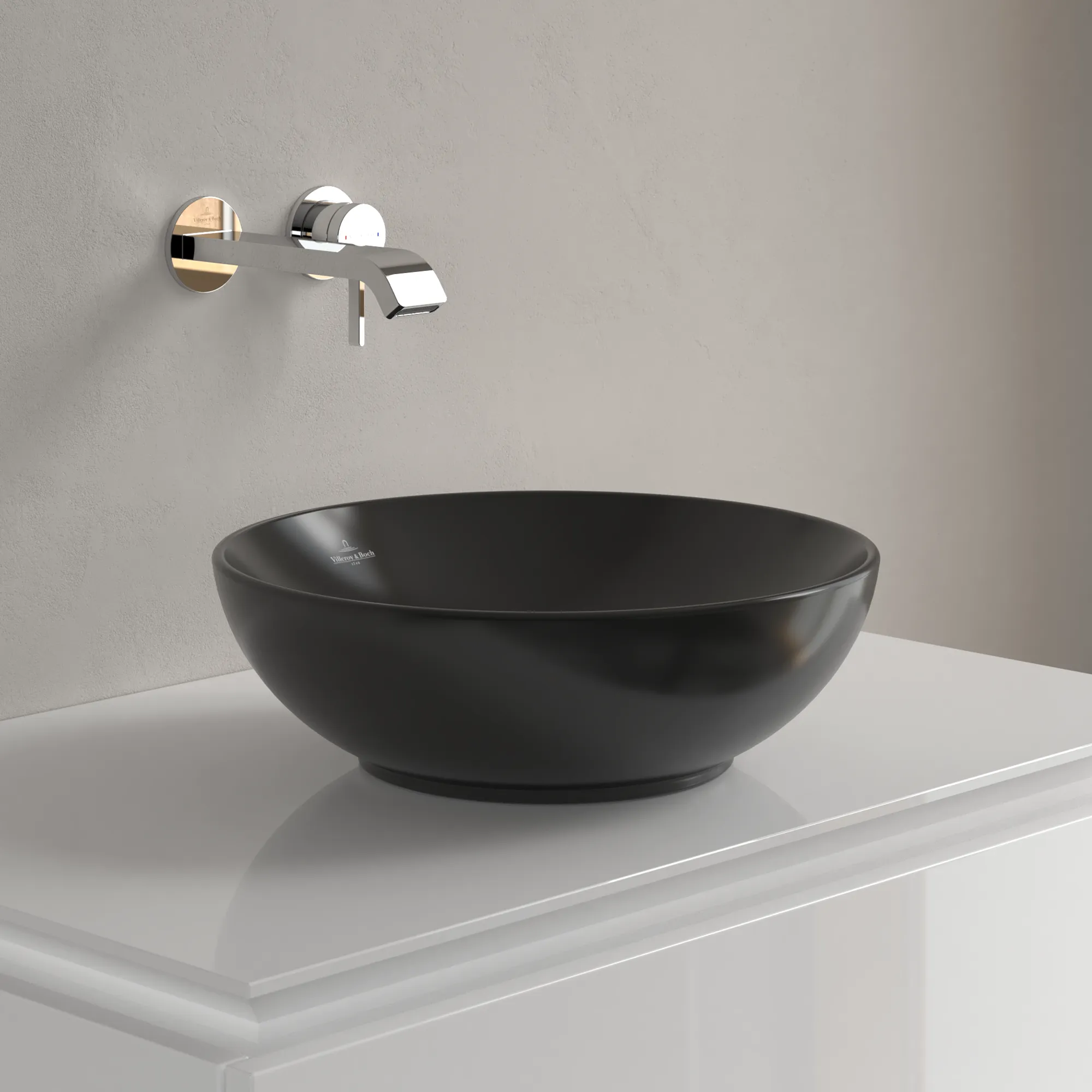 Villeroy & Boch Aufsatzwaschbecken Loop & Friends Pure Black CeramicPlus 380x380x150 mm mit Überlauf