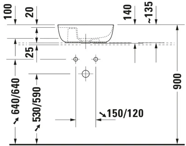 Aufsatzwaschtisch „Luv“, ohne Überlauf, Hahnlochposition mittig Aufsatzwaschtisch „Luv“, ohne Überlauf, Hahnlochposition mittig