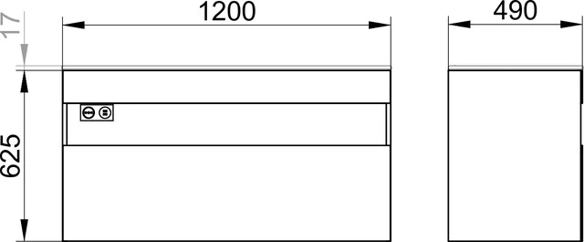KEUCO Stageline Waschtischunterbau mit Auszug Steckdose und Beleuchtung 1200x625x490mm inox/inox