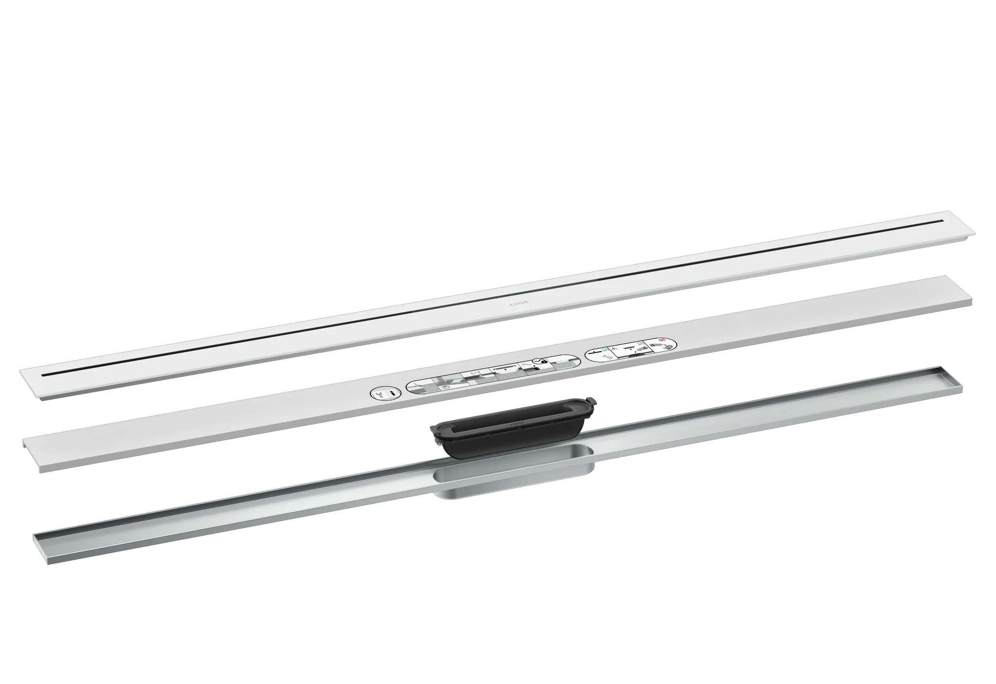 Hansgrohe AXOR Drain Fertigset Duschrinne 1200, Mattweiß Hansgrohe AXOR Drain Fertigset Duschrinne 1200, Mattweiß