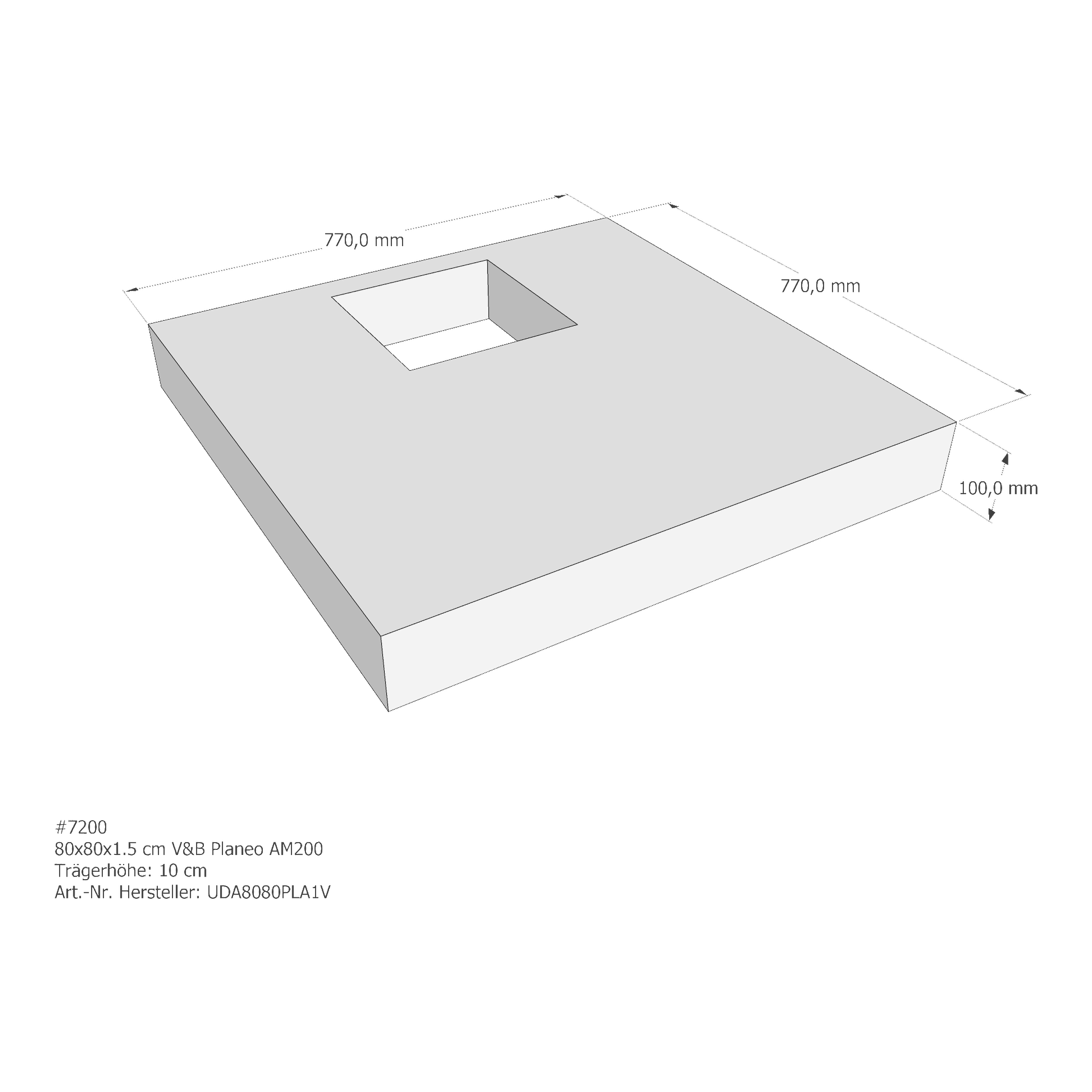 Duschwannenträger für Villeroy & Boch Planeo 80 × 80 × 1,5 cm