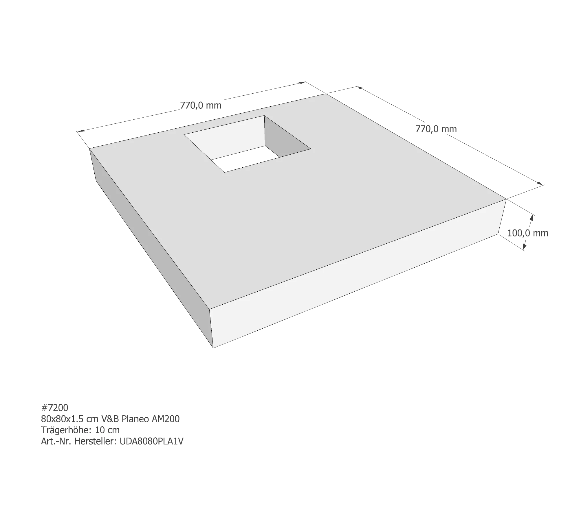 Duschwannenträger für Villeroy & Boch Planeo 80 × 80 × 1,5 cm Duschwannenträger für Villeroy & Boch Planeo 80 × 80 × 1,5 cm