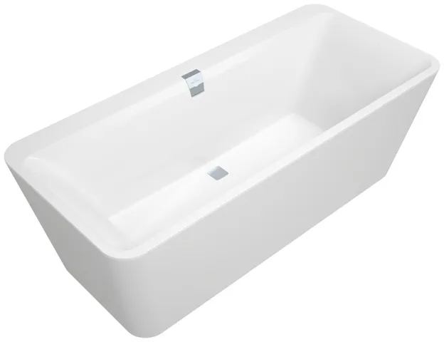 Villeroy & Boch Badewanne „Squaro Edge 12“ inkl. Schürze freistehend rechteck 180 × 80 cm, Mittelablauf in Weiß Alpin
