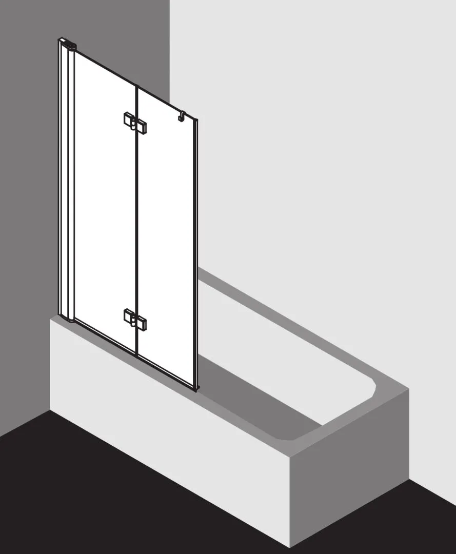 Kermi Badewannenaufsatz Faltwand 2-flügelig links „DIGA“ Glas Klar, Profile Silber Hochglanz, BV: 985 - 1005 mm H: 1500 mm Kermi Badewannenaufsatz Faltwand 2-flügelig links „DIGA“ Glas Klar, Profile Silber Hochglanz, BV: 985 - 1005 mm H: 1500 mm