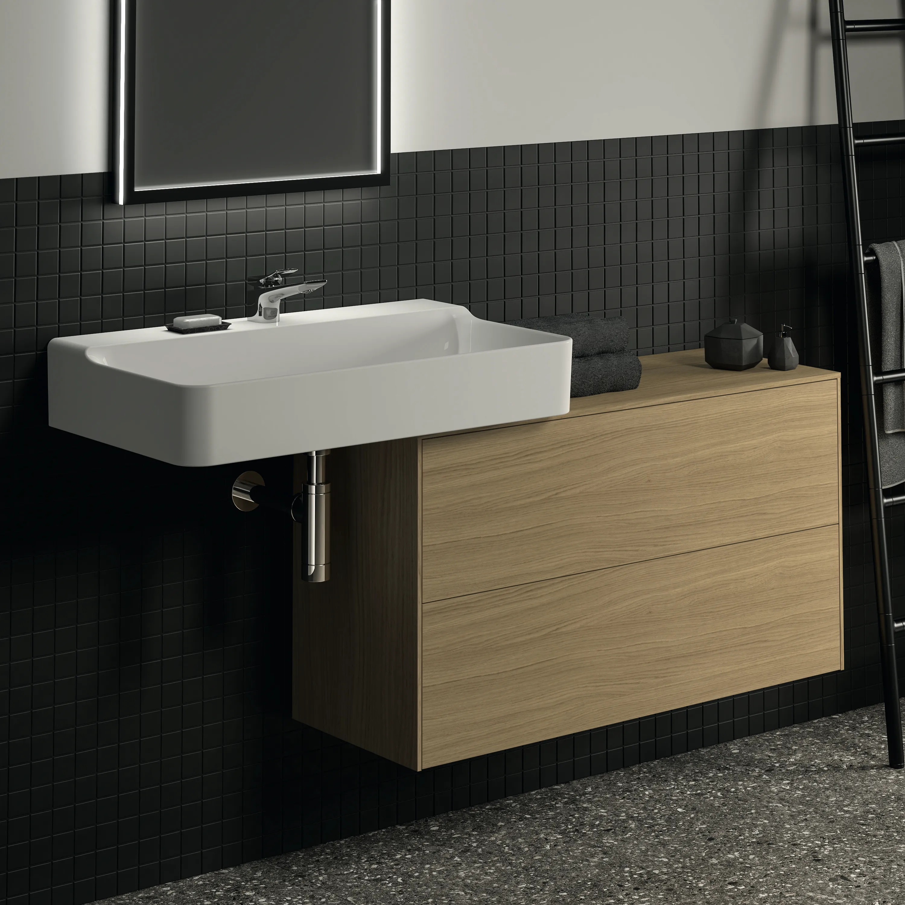 Ideal Standard Waschtischunterschrank „Conca“ 100,2 × 55 × 37,3 cm Eiche hell Furnier Ideal Standard Waschtischunterschrank „Conca“ 100,2 × 55 × 37,3 cm Eiche hell Furnier