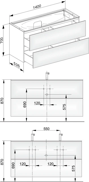 KEUCO EDITION 11 Waschtischunterbau anthrazit/Glas anthrazit 1400x700x535mm KEUCO EDITION 11 Waschtischunterbau anthrazit/Glas anthrazit 1400x700x535mm