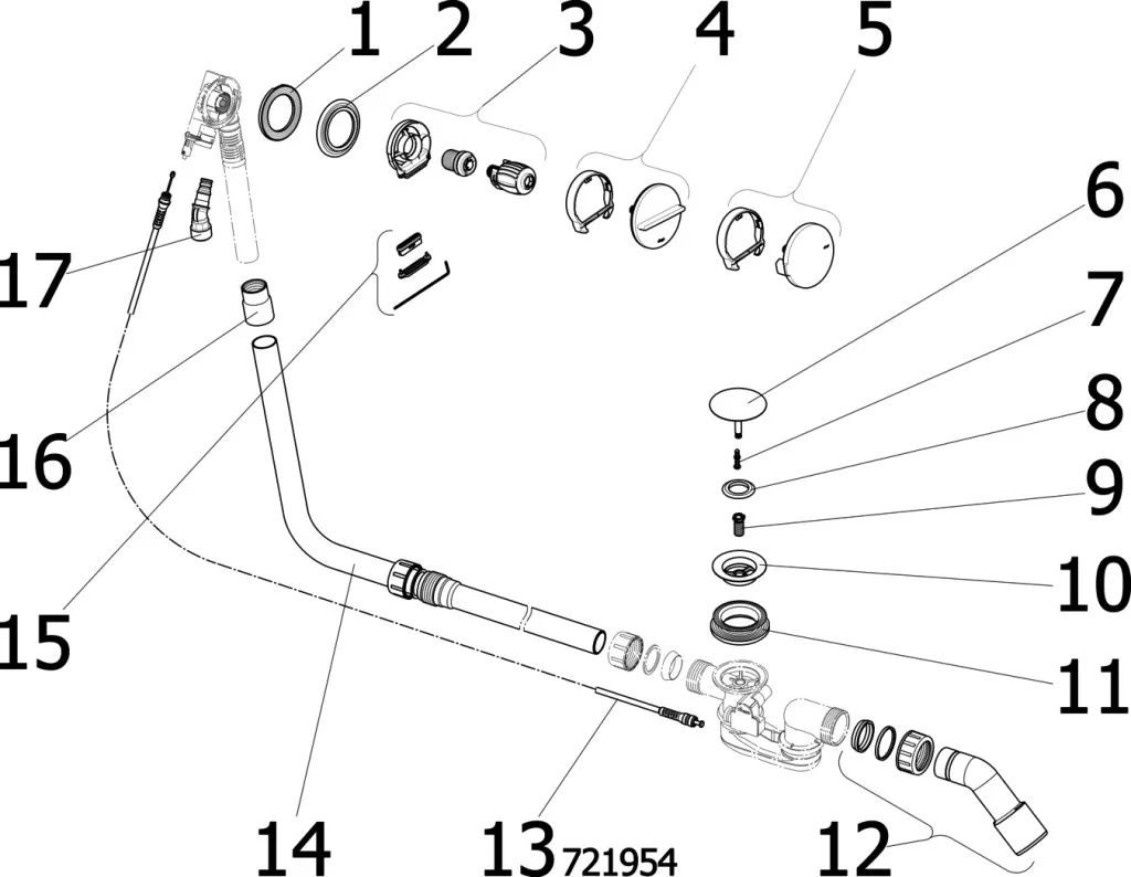 Viega Ab- und Überlaufgarnitur mit Zulauffunktion Modell 6161.72 „Multiplex Trio“ 6161.72 in 1070 mm × DN40 / 50 verchromt 24,6 cm