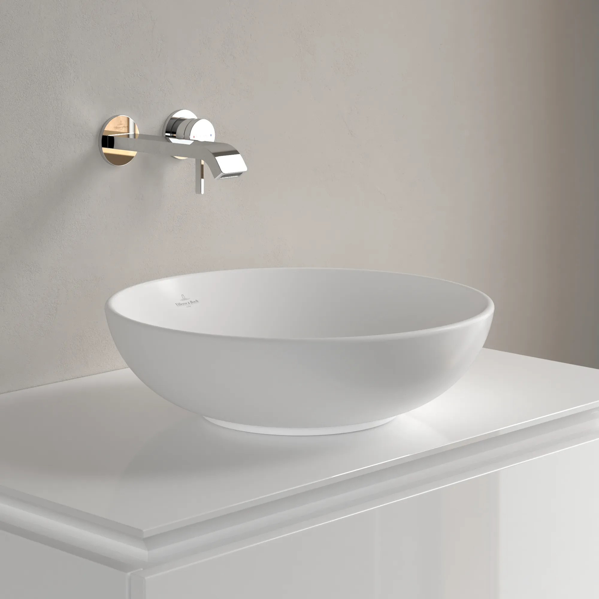 Villeroy & Boch Aufsatzwaschbecken Loop & Friends, 420x420x150 mm, Stone White CeramicPlus, TitanCeram, matt
