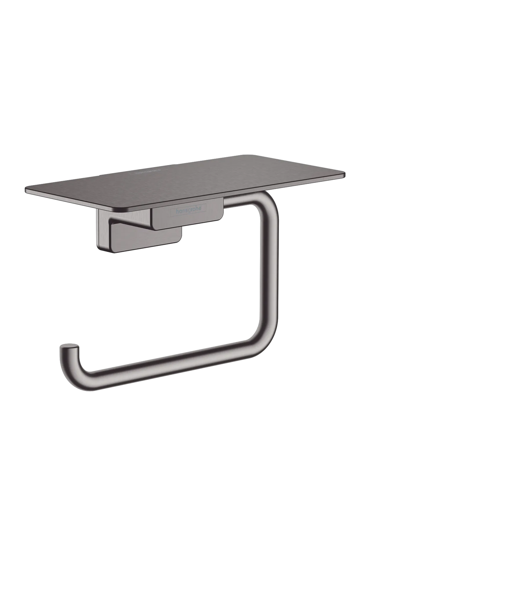 Hansgrohe AddStoris Q Papierrollenhalter mit Ablage, Brushed Black Chrome, Wandmontage, 150 mm Ablagefläche
