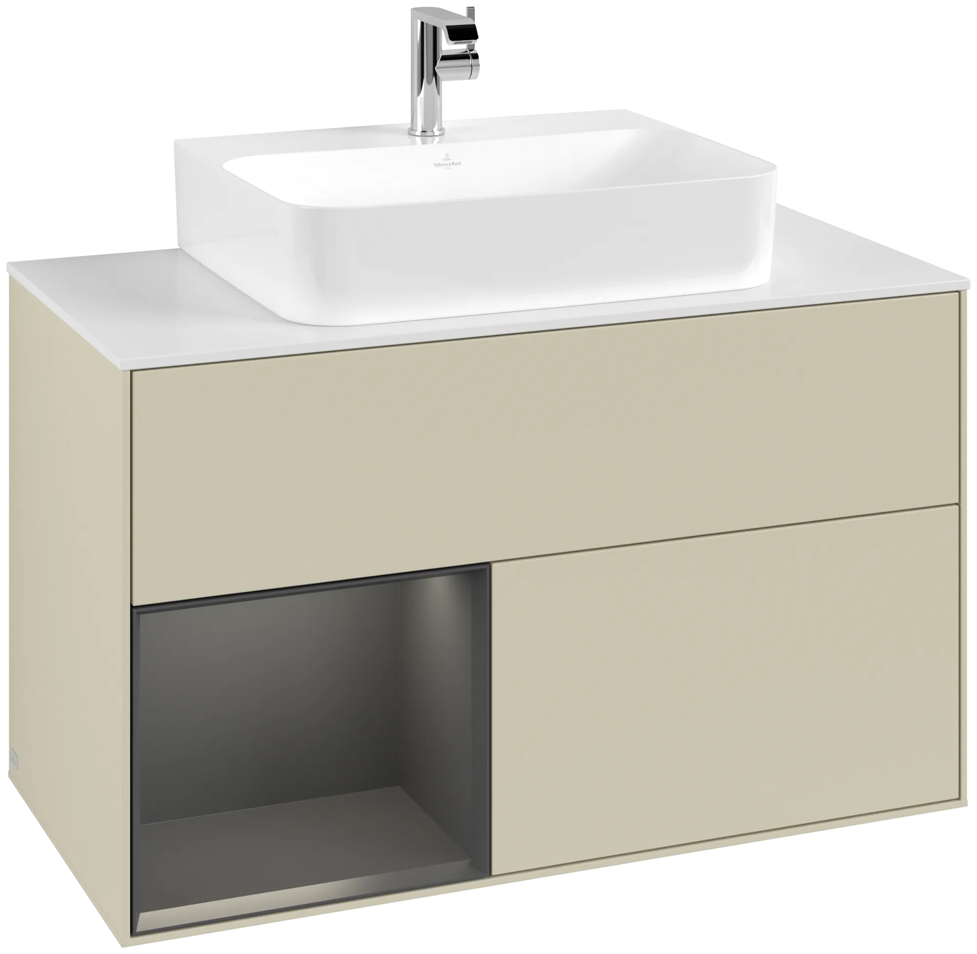 Villeroy & Boch Finion Waschbeckenunterschrank F11, 1000 x 603 x 501 mm, Silk Grey Matt Lacquer