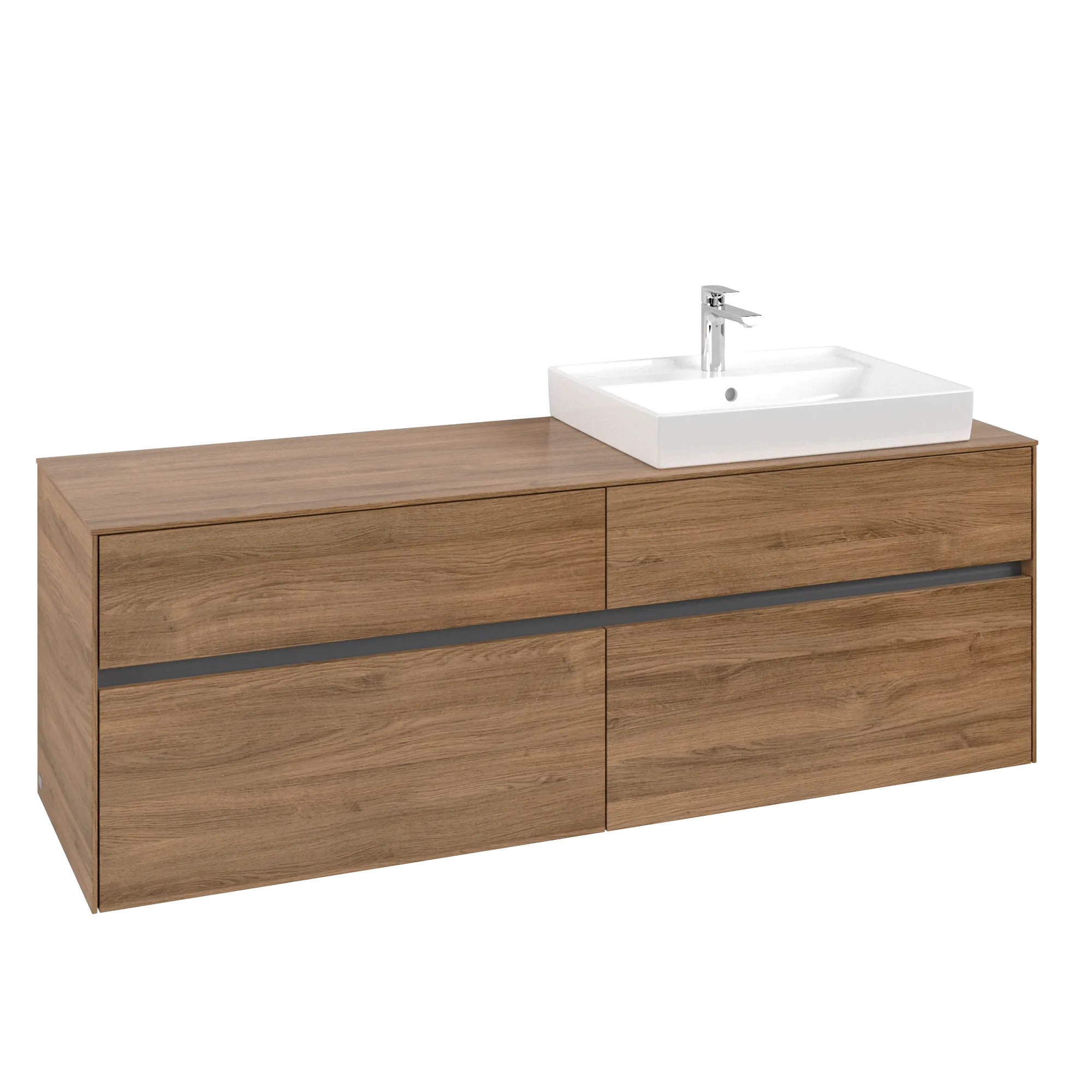 Villeroy & Boch Waschtischunterschrank „Collaro“ 1600 × 548 × 500 mm Kansas Oak, ohne Beleuchtung, für Becken rechts