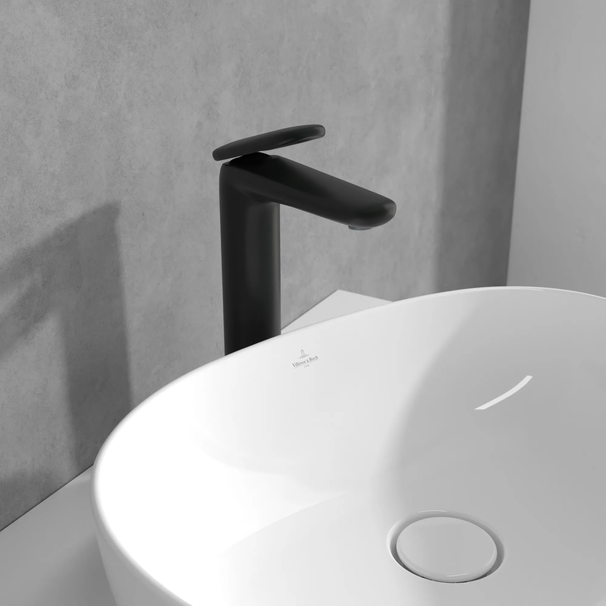 Villeroy & Boch Antao Einhebel-Waschtischarmatur erhöhter Standmontage, rund, Matt Black, 49,75 x 184 x 286 mm, mit Push-Open-Ablaufgarnitur und AirPlus-Technologie Villeroy & Boch Antao Einhebel-Waschtischarmatur erhöhter Standmontage, rund, Matt Black, 49,75 x 184 x 286 mm, mit Push-Open-Ablaufgarnitur und AirPlus-Technologie