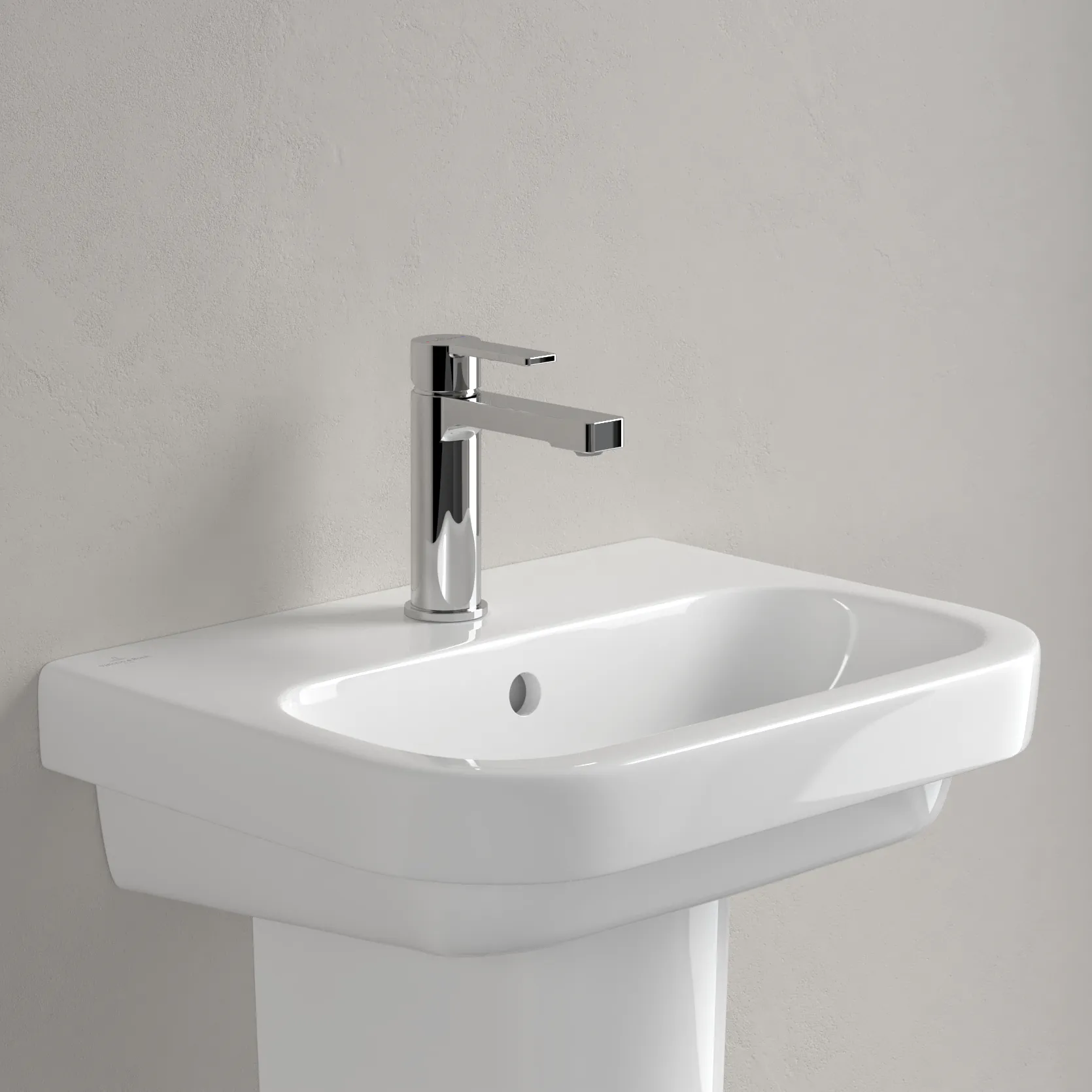 Villeroy & Boch Handwaschbecken „Architectura“ 500 × 380 × 150 mm, ohne Hahnlochbohrung, für Becken mittig in Weiß Alpin Villeroy & Boch Handwaschbecken „Architectura“ 500 × 380 × 150 mm, ohne Hahnlochbohrung, für Becken mittig in Weiß Alpin