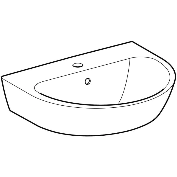 Wandwaschtisch „Renova“, mit Überlauf, Hahnlochposition mittig 55 × 45 cm in weiß alpin Wandwaschtisch „Renova“, mit Überlauf, Hahnlochposition mittig 55 × 45 cm in weiß alpin