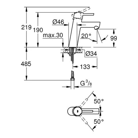 Grohe Concetto Einhand-Waschtischbatterie 23451_1, M-Size, Einlochmontage, glatter Körper, chrom Grohe Concetto Einhand-Waschtischbatterie 23451_1, M-Size, Einlochmontage, glatter Körper, chrom