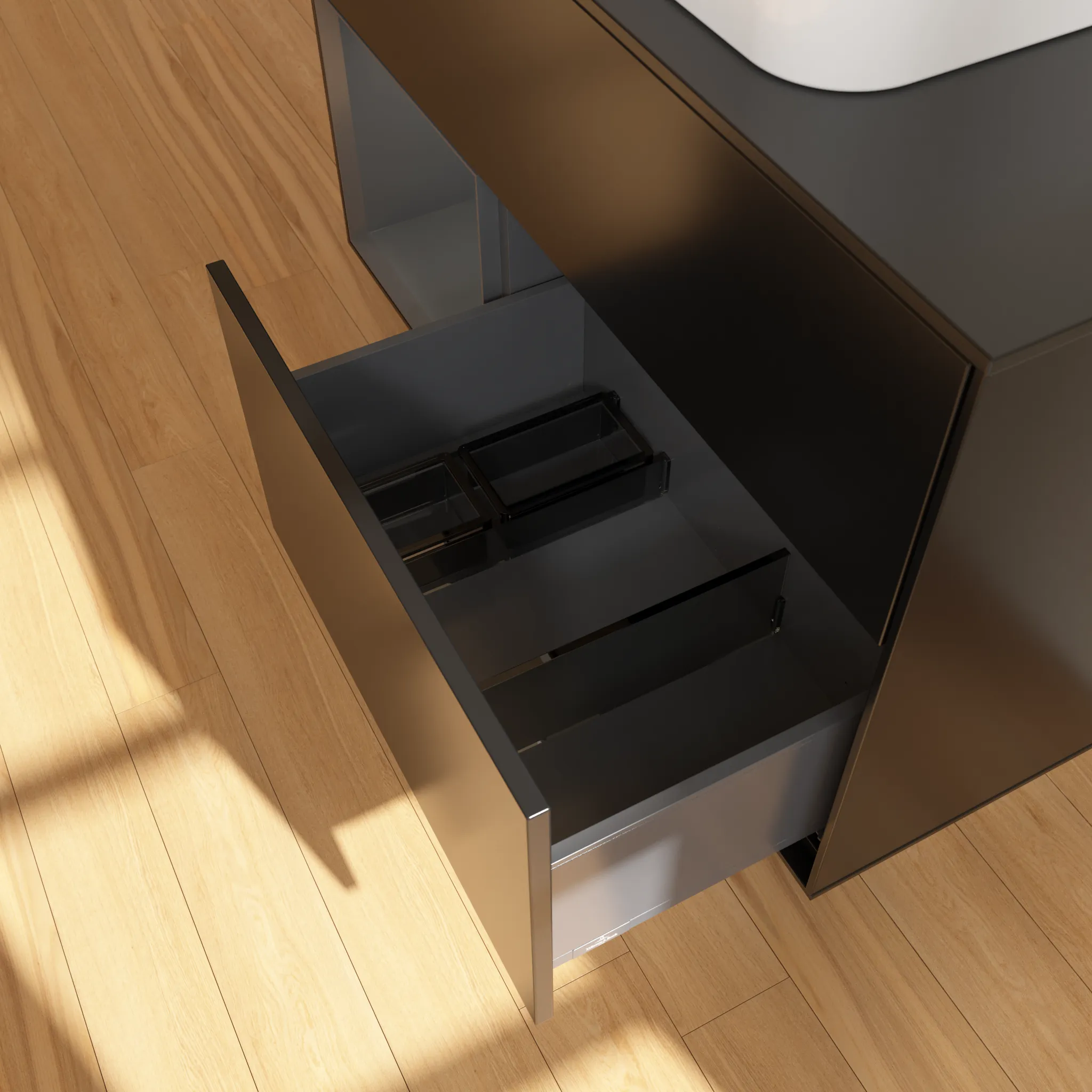 Villeroy & Boch Waschbeckenunterschrank Finion F11, 1000x603x501 mm, Black Matt Lacquer, mit Beleuchtung und Push-to-open Funktion Villeroy & Boch Waschbeckenunterschrank Finion F11, 1000x603x501 mm, Black Matt Lacquer, mit Beleuchtung und Push-to-open Funktion