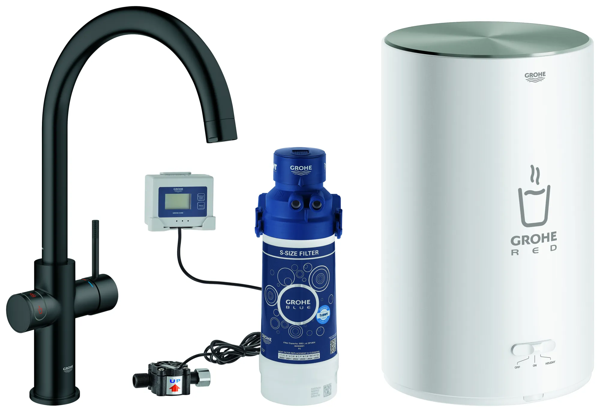 Armatur und Boiler Red Duo 30083_1, Größe M, C-Auslauf, Einlochmontage, Einlochmontage, chrom Armatur und Boiler Red Duo 30083_1, Größe M, C-Auslauf, Einlochmontage, Einlochmontage, chrom