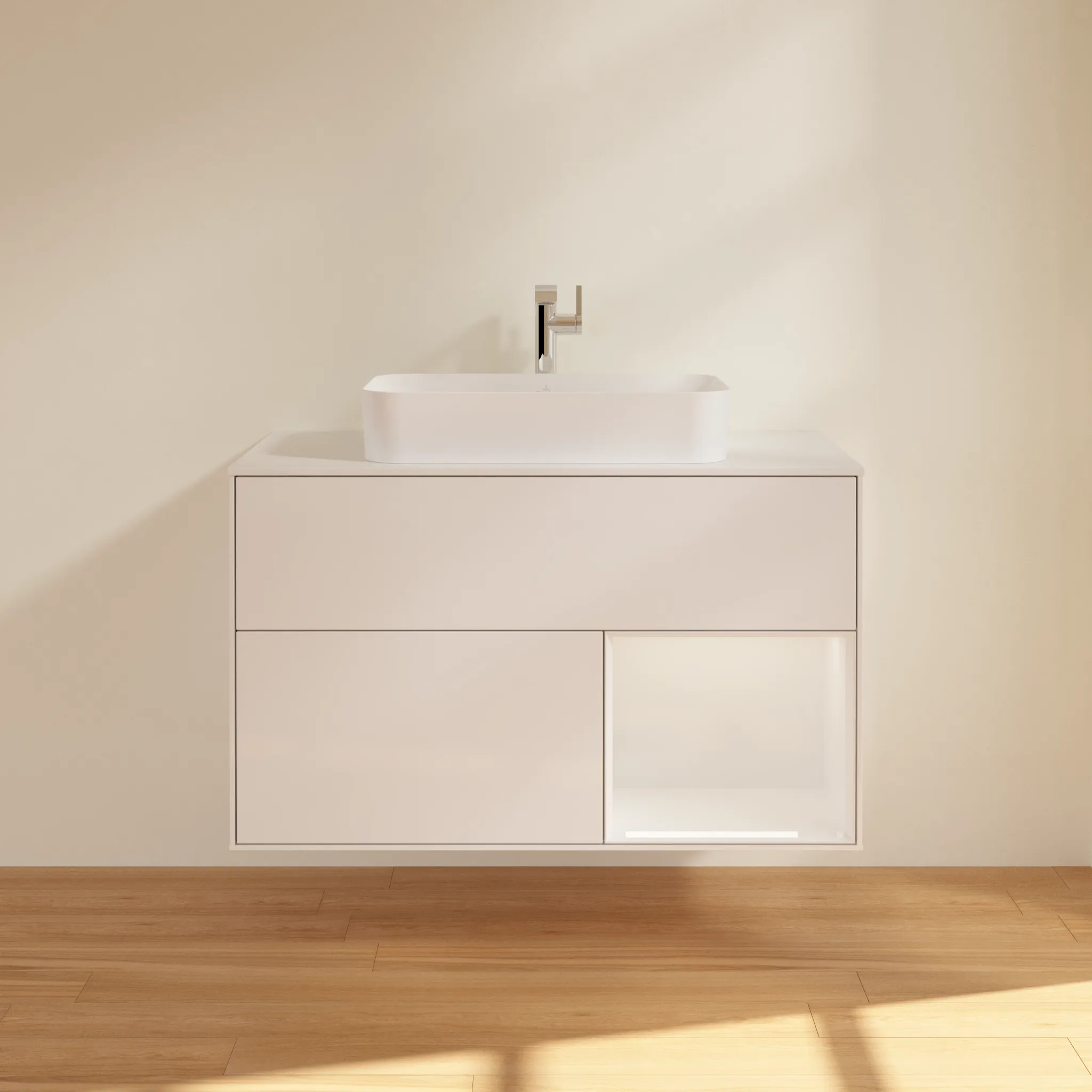 Villeroy & Boch Waschtischunterschrank „Finion“ für Schrankwaschtisch 1000 × 603 × 501 mm Glossy White Lacquer, für Becken mittig, mit Hahnlochbohrung