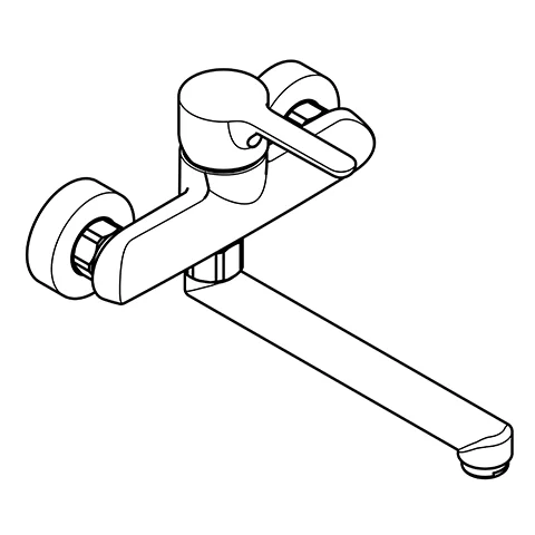 Kludi-M1 Spültisch-Wand-Armatur, Chrom, 200 mm, DN 15, Einhebelmischer, Wandmontage, schwenkbarer Auslauf Kludi-M1 Spültisch-Wand-Armatur, Chrom, 200 mm, DN 15, Einhebelmischer, Wandmontage, schwenkbarer Auslauf