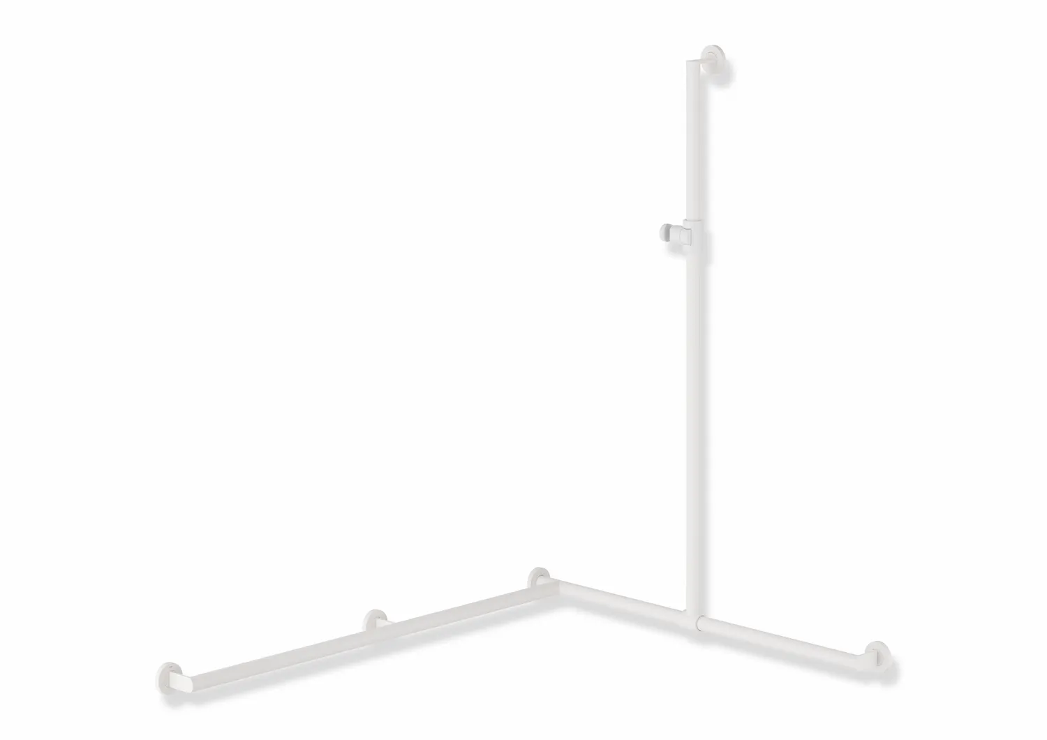 HEWI Duschhandlauf System 900, links, 1250x965/1185 mm, Edelstahl, weiß tiefmatt HEWI Duschhandlauf System 900, links, 1250x965/1185 mm, Edelstahl, weiß tiefmatt