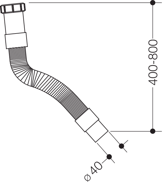 Flexschlauch McAlpine des Systems S 50, für höhenverstellbares Waschtisch-Vorwandelement S50.01.01000