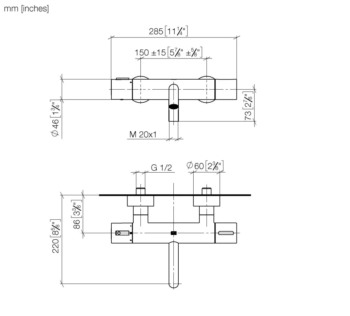 Wannen-Thermostat für Wandmontage ohne Garnitur META Chrom 34201979 Wannen-Thermostat für Wandmontage ohne Garnitur META Chrom 34201979