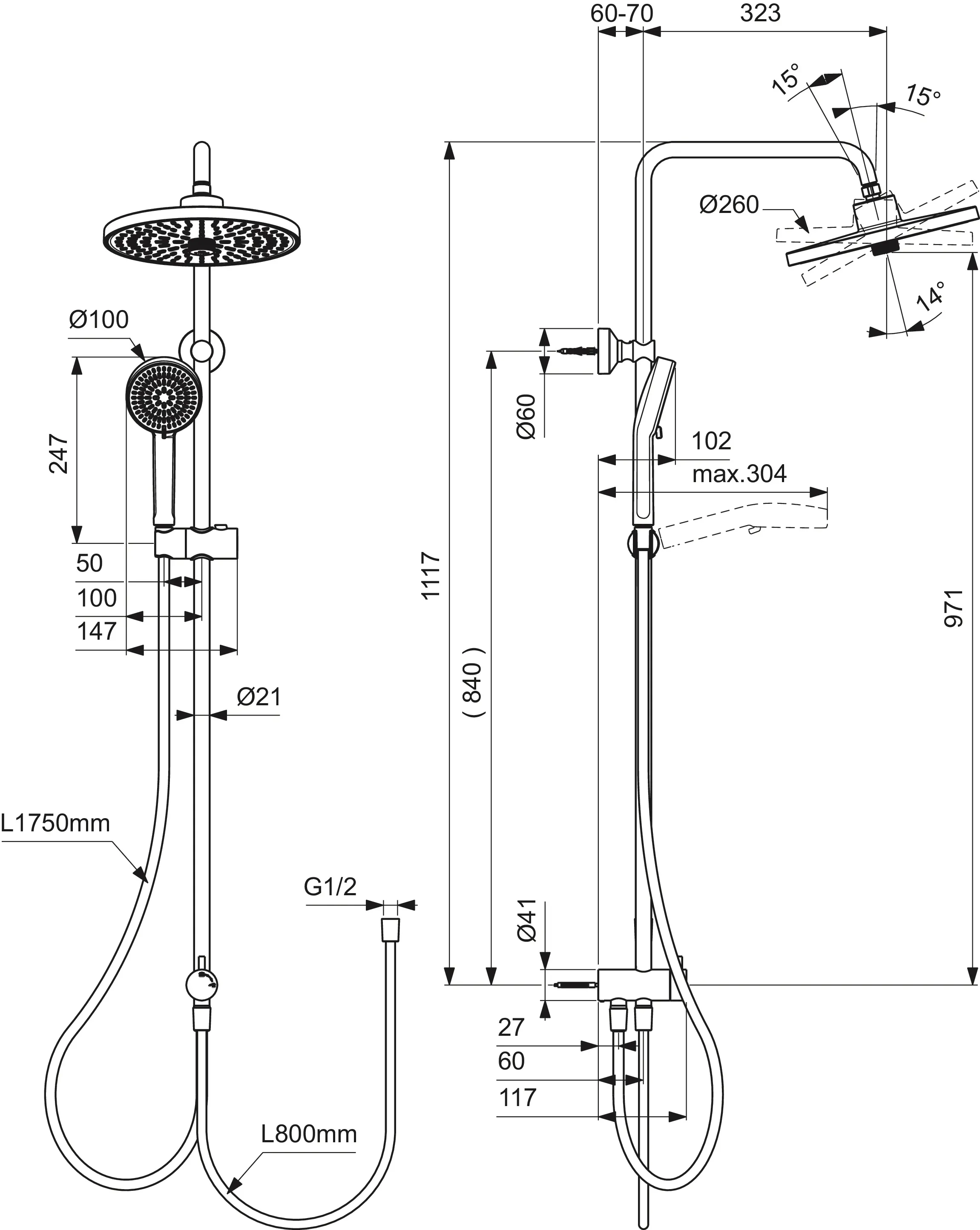 Ideal Standard Duschsystem „Ceraflow25+“