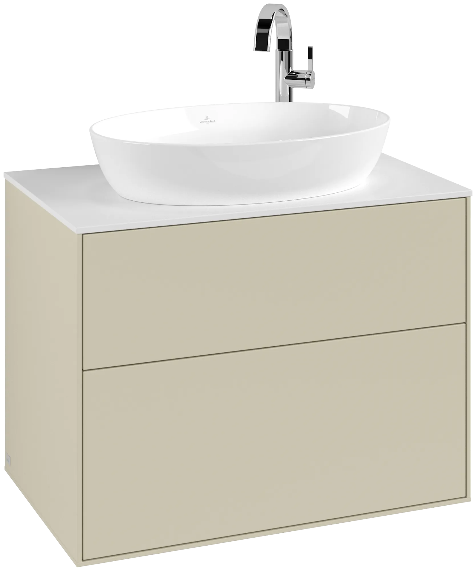 Villeroy & Boch Waschtischunterschrank „Finion“ für Schrankwaschtisch 800 × 603 × 501 mm Silk Grey Matt Lacquer, für Becken mittig, mit Hahnlochbohrung