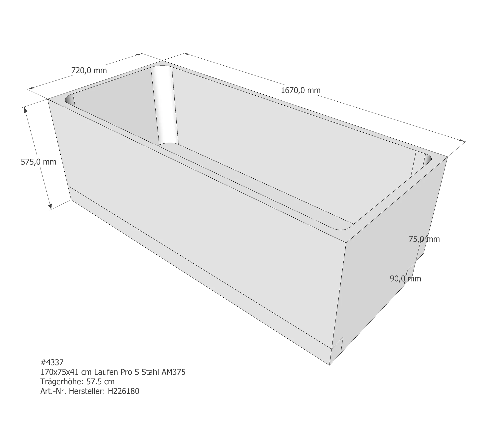 Badewannenträger passend für Laufen 170 × 75 × 41 cm Badewannenträger passend für Laufen 170 × 75 × 41 cm