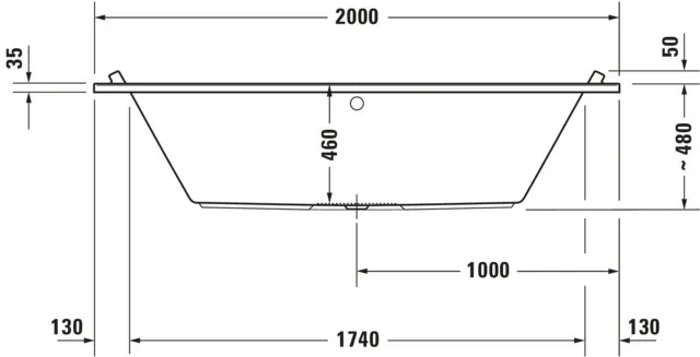 Duravit Whirlwanne „Starck“ rechteck 2000 × 1000 mm, Mittelablauf mit Combi-System E, in Weiß Duravit Whirlwanne „Starck“ rechteck 2000 × 1000 mm, Mittelablauf mit Combi-System E, in Weiß