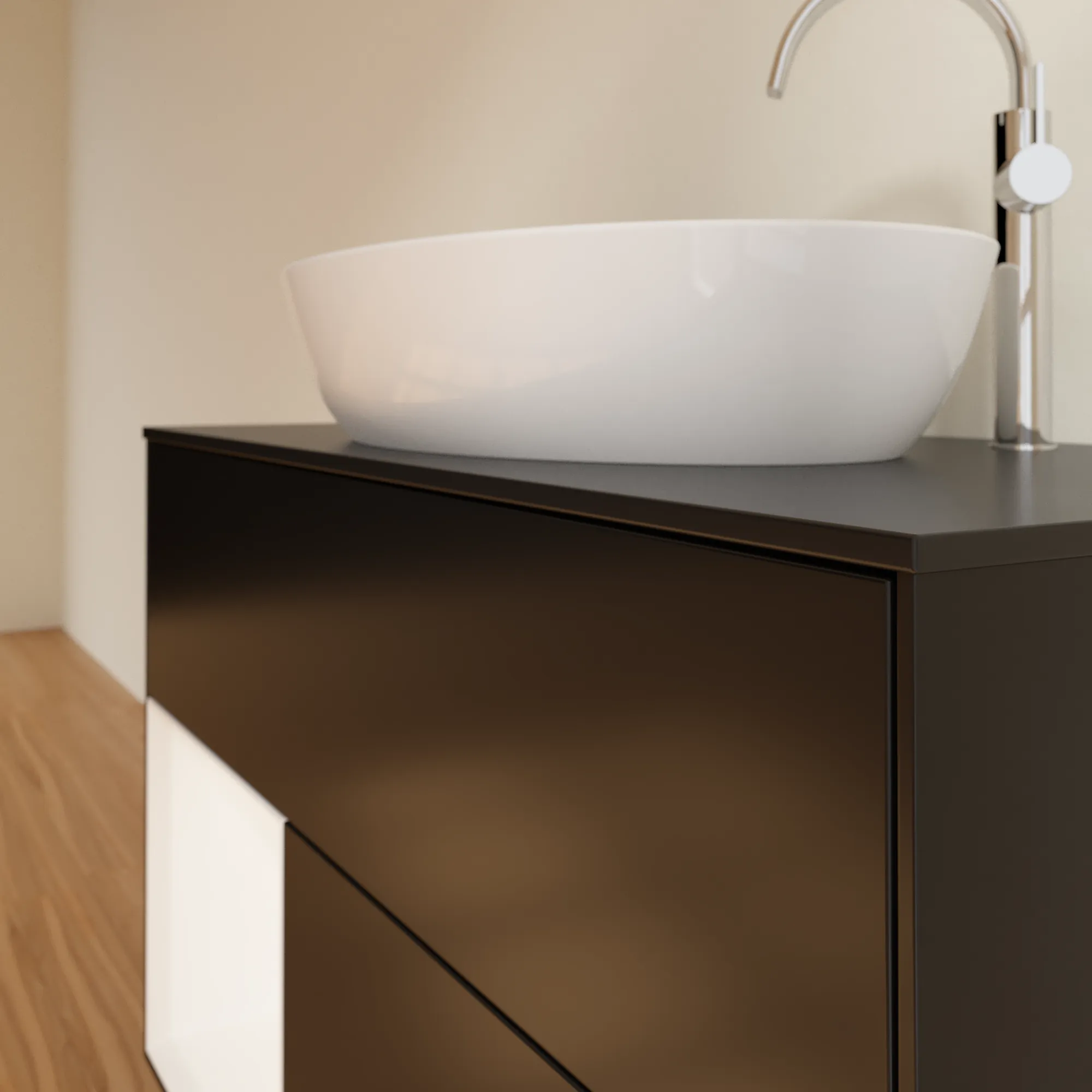Villeroy & Boch Waschbeckenunterschrank Finion F89, 1000x603x501 mm, Black Matt Lacquer, mit Beleuchtung und Push-to-open Funktion Villeroy & Boch Waschbeckenunterschrank Finion F89, 1000x603x501 mm, Black Matt Lacquer, mit Beleuchtung und Push-to-open Funktion