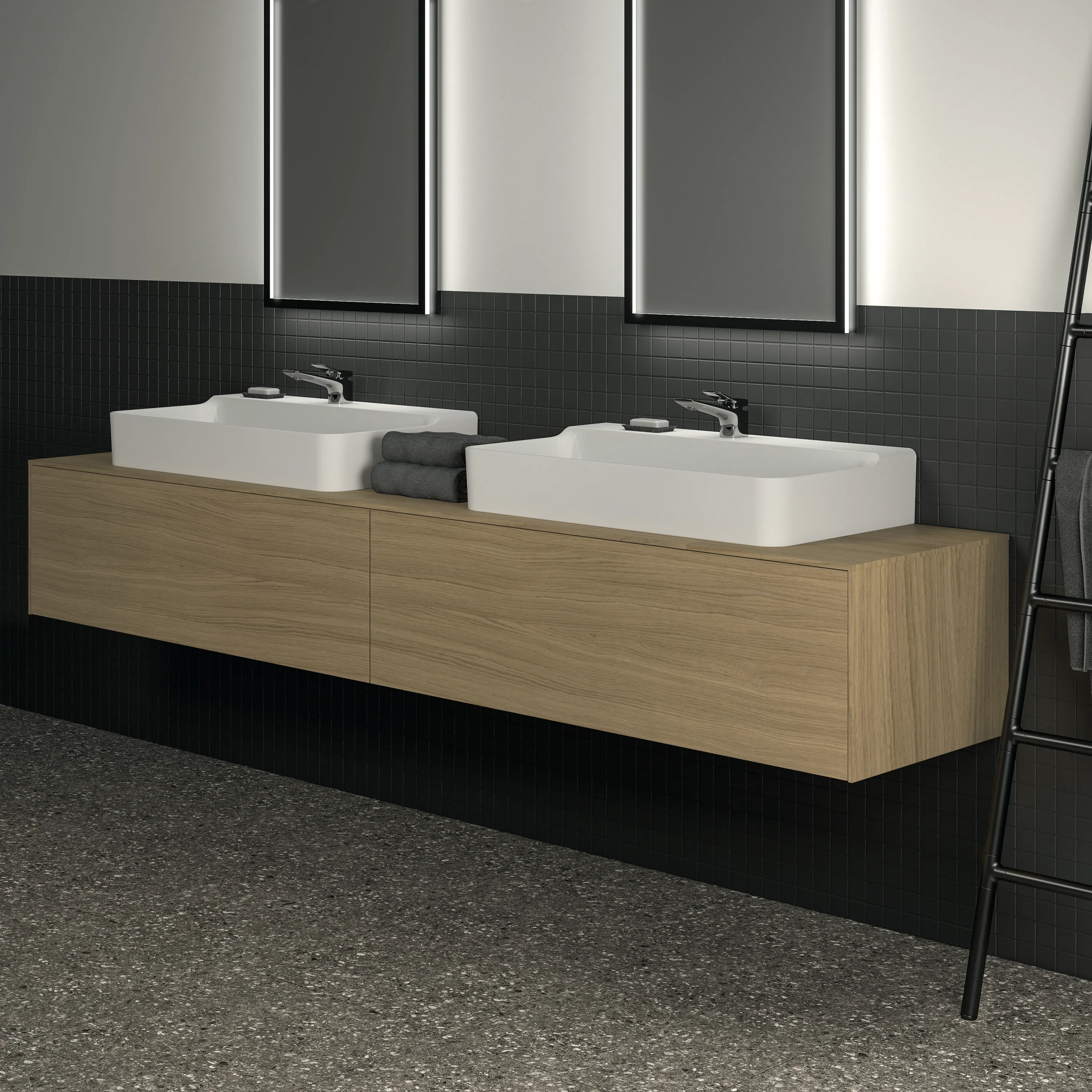 Ideal Standard Waschtischunterschrank „Conca“ 238,7 × 37 × 50,5 cm Eiche hell Furnier