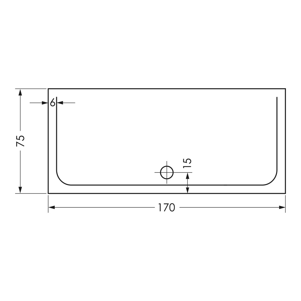 repaBAD Duschwanne Como 170 x 75 x 2,5 cm in Weiss