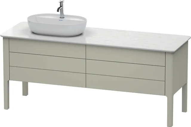 Duravit Waschtischunterschrank bodenstehend „Luv“ 173,3 × 74,3 × 57 cm Becken: links / Front- & Korpusfarbe: Taupe Seidenmatt / Größe: 173,3 × 57 × 74,3 cm / Schubladen: 4 Duravit Waschtischunterschrank bodenstehend „Luv“ 173,3 × 74,3 × 57 cm Becken: links / Front- & Korpusfarbe: Taupe Seidenmatt / Größe: 173,3 × 57 × 74,3 cm / Schubladen: 4