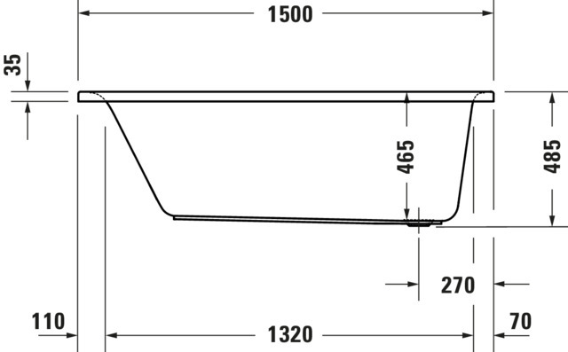 Duravit Whirlwanne „D-Neo“ rechteck 150 × 75 cm, Fußablauf 