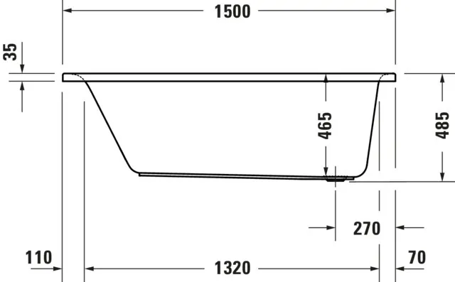 Duravit Whirlwanne „D-Neo“ rechteck 150 × 75 cm, Fußablauf