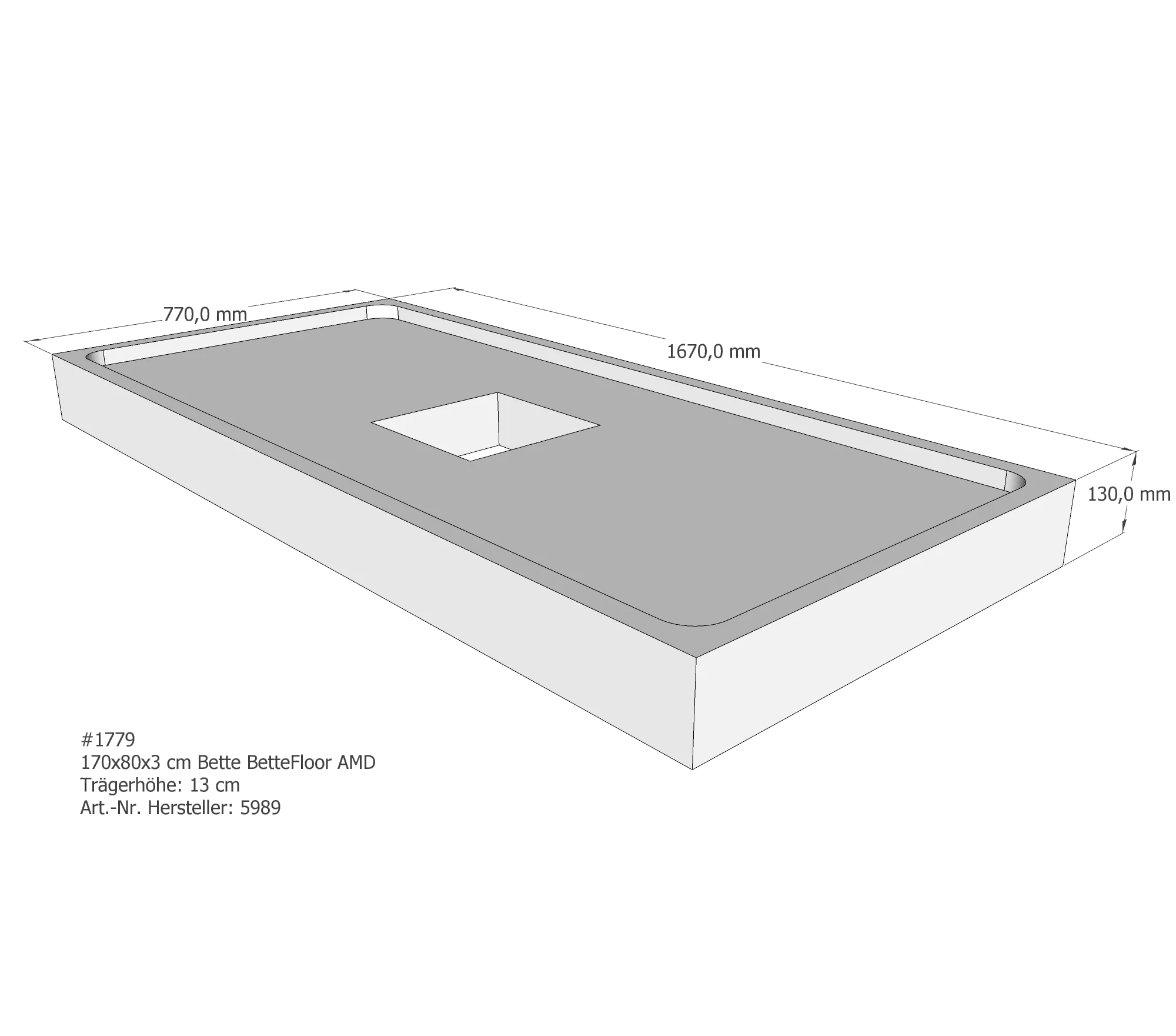 Duschwannenträger für Bette Floor 170 × 80 × 3 cm Breite: 80 cm / Länge: 170 cm