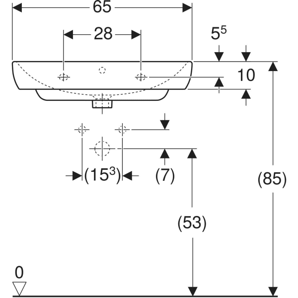 Wandwaschtisch „Smyle“, rechteckig 65 × 48 cm in weiß alpin