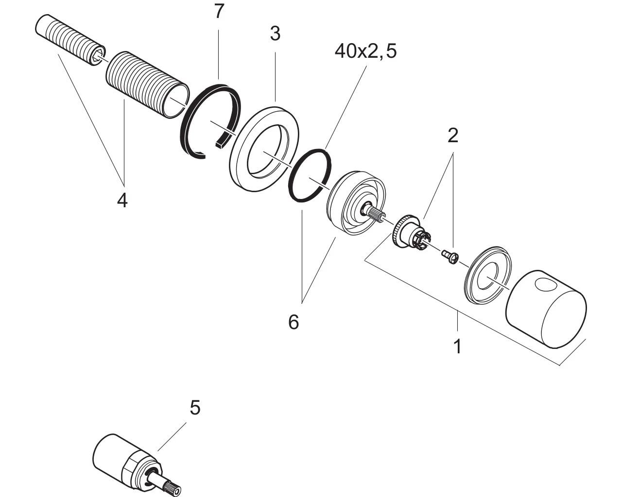 Absperrventil Axor Uno Fertigset chrom mit Zerogriff