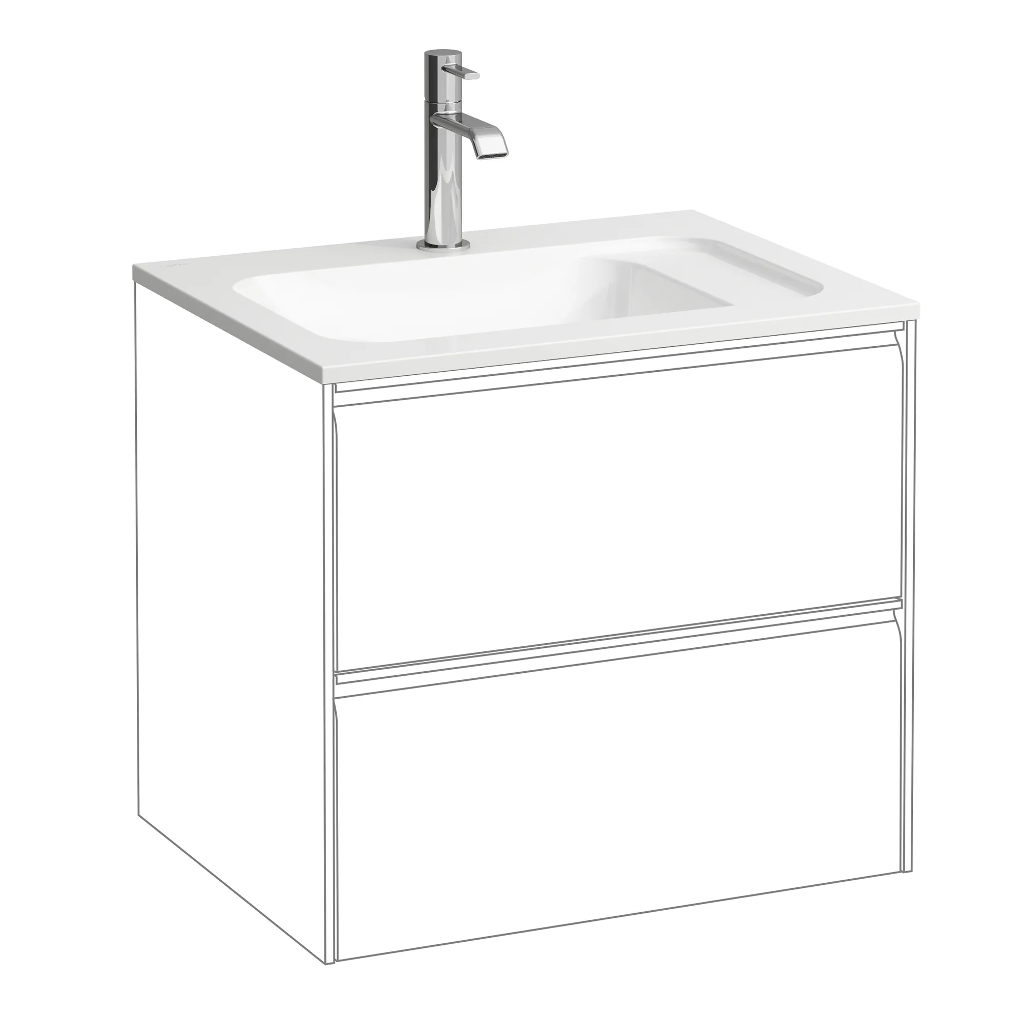 Laufen Möbelwaschtisch Slim MEDA 445x575x130 Marbond Ablage rechts 1 Hl. o.Ül. weiß Laufen Möbelwaschtisch Slim MEDA 445x575x130 Marbond Ablage rechts 1 Hl. o.Ül. weiß