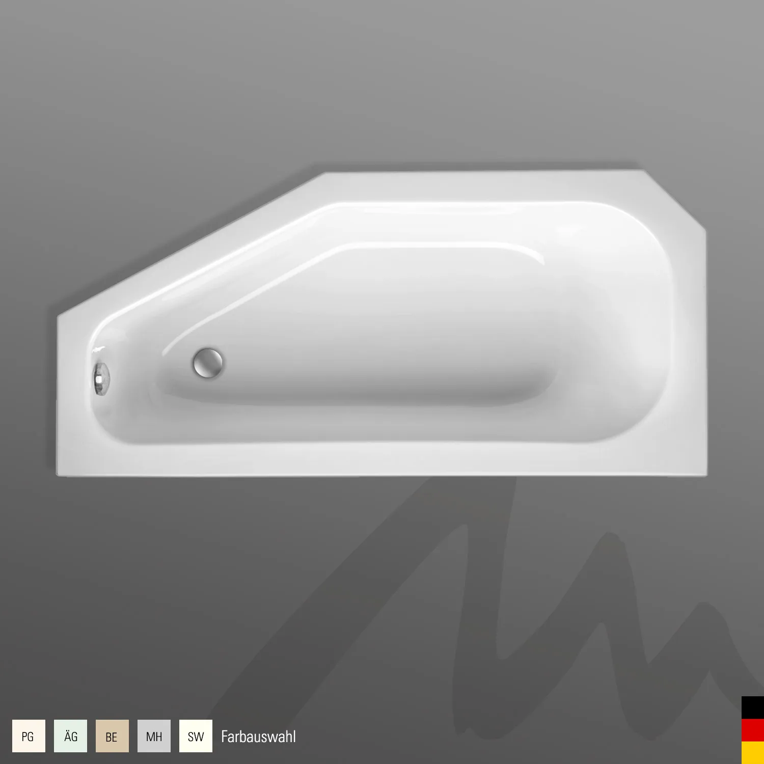 Mauersberger Acryl-Badewanne bursea 160⁄75 rechts, 1600x750x465, Farbgruppe: 2