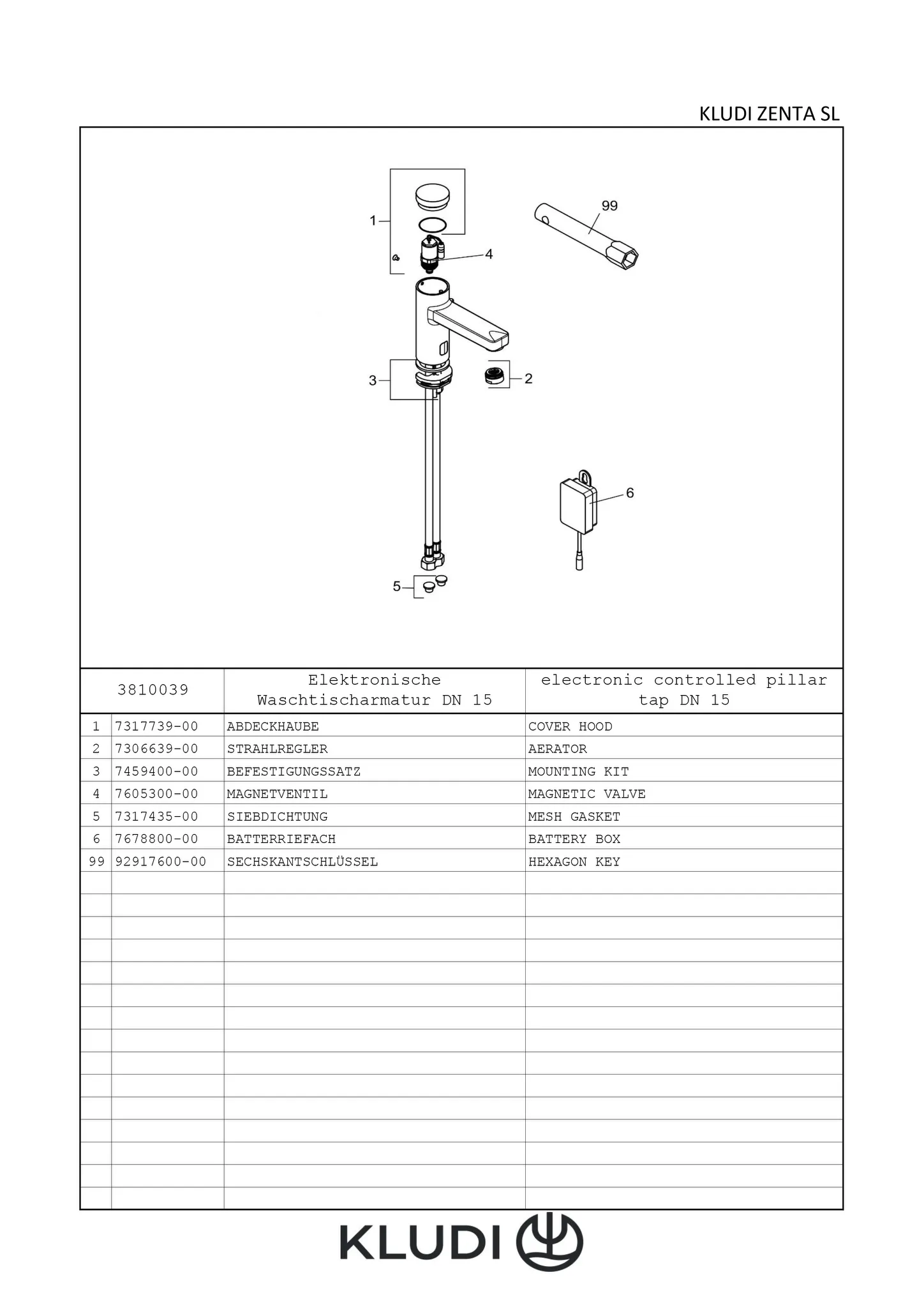 Waschtischarmatur „KLUDI ZENTA SL“ Ausladung 119 mm in mattschwarz (≈ RAL 9011) Waschtischarmatur „KLUDI ZENTA SL“ Ausladung 119 mm in mattschwarz (≈ RAL 9011)